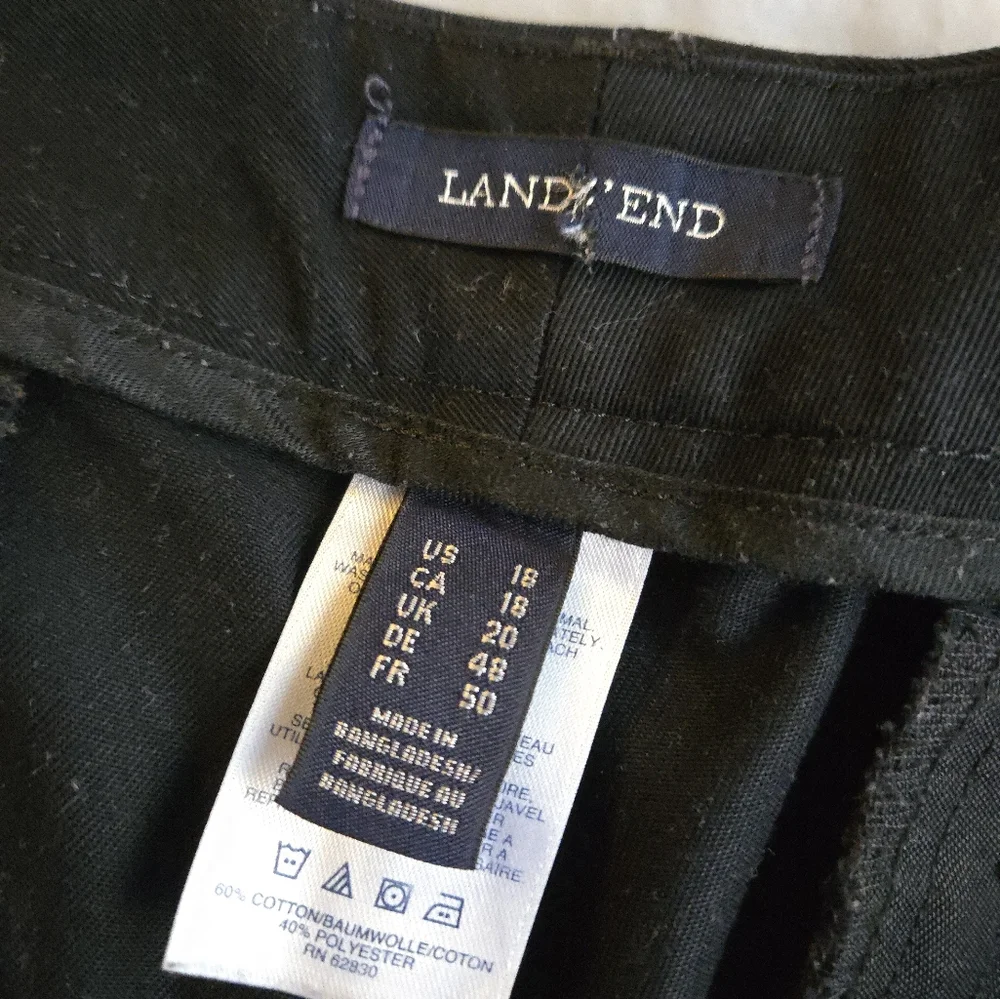 Lands' End High Rise Black Women's Cotton Blend Bootcut Trousers - Picture 4 of 9
